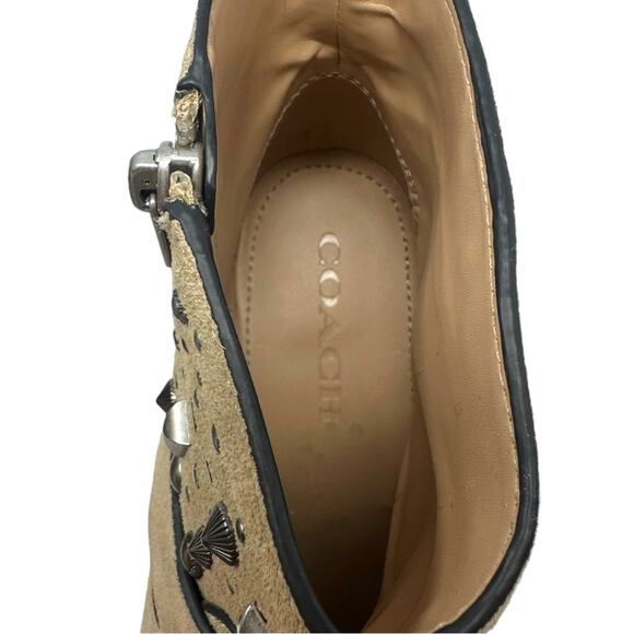 COACH  Western Pia Studded Festival Suede Ankle Boots Size 8 - Picture 6 of 12